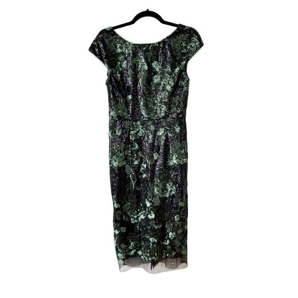 Vera Wang Sequin Cocktail Dress Women’s Black Green Size 2 - Picture 1 of 7